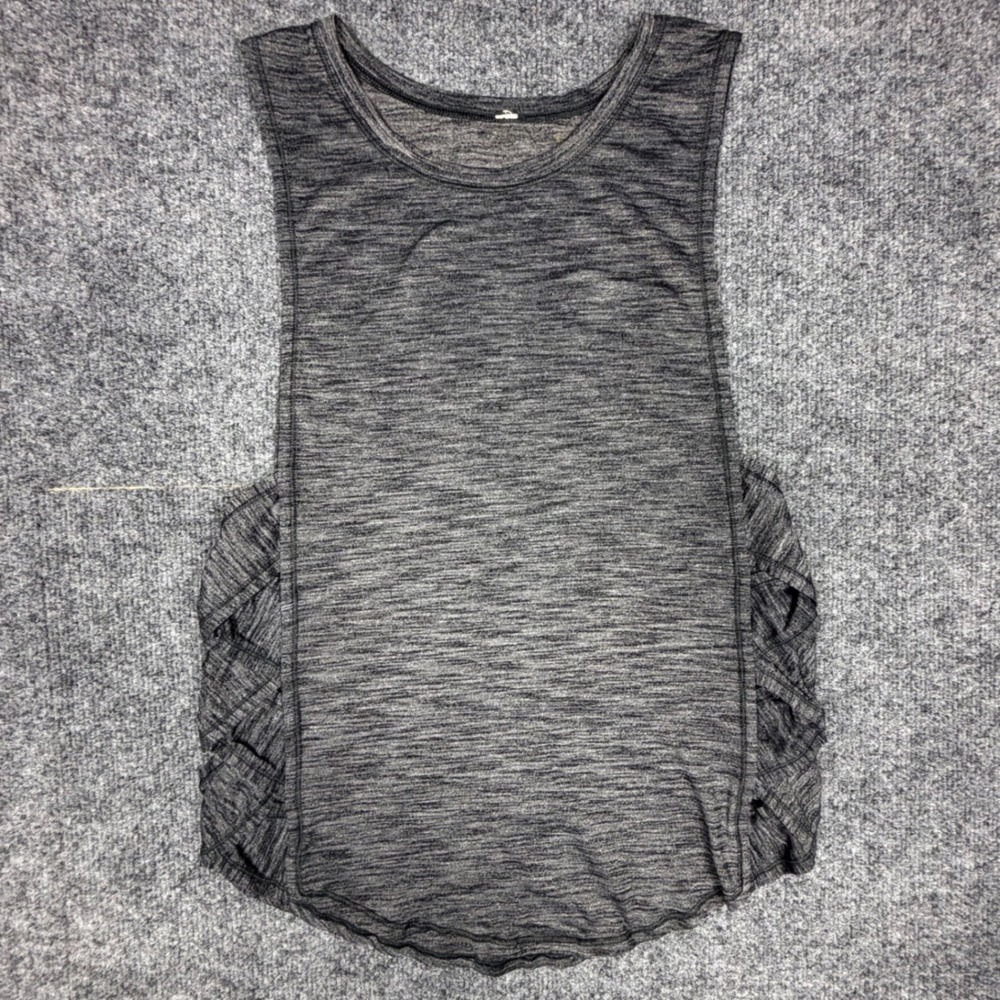 Lululemon Gray Space Dye Lattice Side Cutout Muscle Tank Top Women Size 4